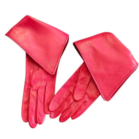 Fashion Women's Leather Gloves color red made in France Size EU 7.5 /US S NWOT - Picture 3 of 9